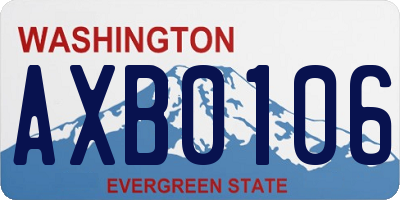 WA license plate AXB0106
