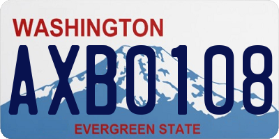 WA license plate AXB0108