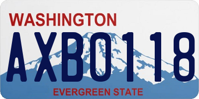 WA license plate AXB0118