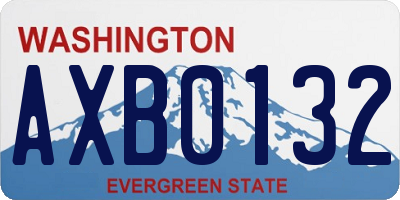 WA license plate AXB0132