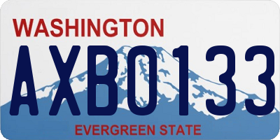 WA license plate AXB0133