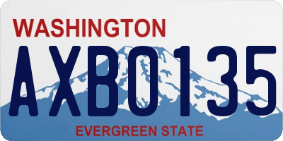WA license plate AXB0135
