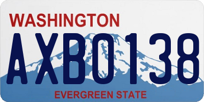 WA license plate AXB0138