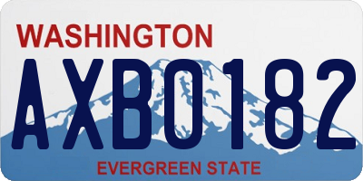 WA license plate AXB0182