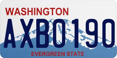 WA license plate AXB0190