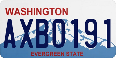 WA license plate AXB0191