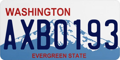 WA license plate AXB0193