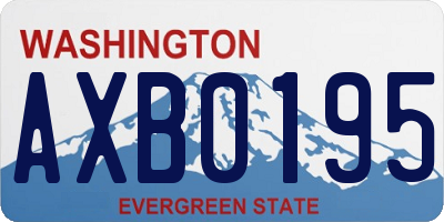 WA license plate AXB0195
