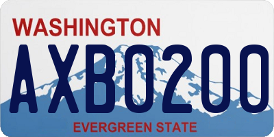 WA license plate AXB0200