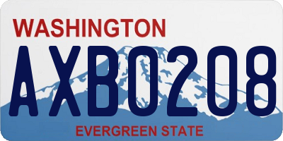 WA license plate AXB0208