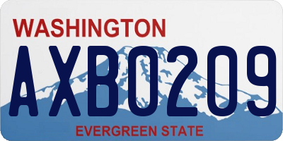 WA license plate AXB0209