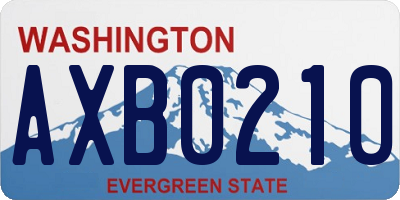 WA license plate AXB0210