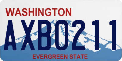 WA license plate AXB0211