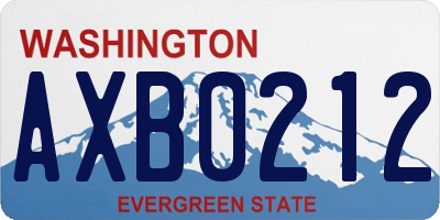 WA license plate AXB0212