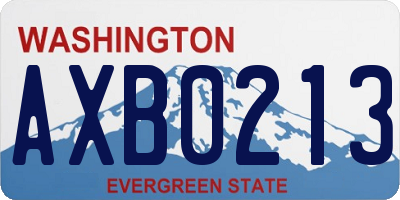 WA license plate AXB0213