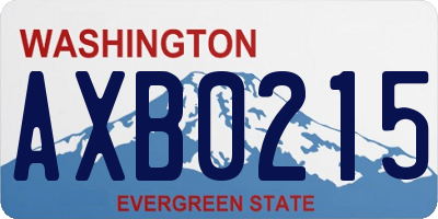WA license plate AXB0215