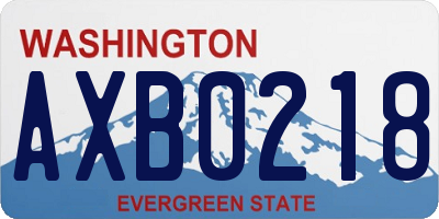 WA license plate AXB0218