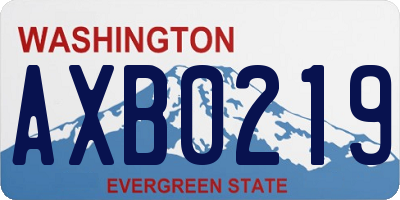 WA license plate AXB0219