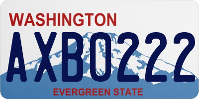 WA license plate AXB0222