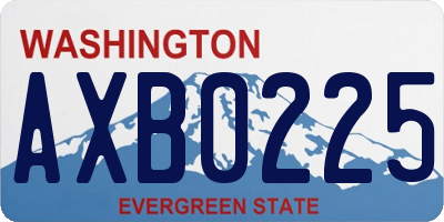WA license plate AXB0225