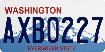WA license plate AXB0227