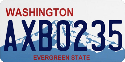 WA license plate AXB0235