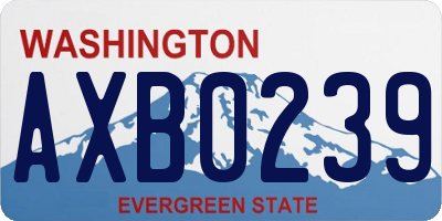 WA license plate AXB0239