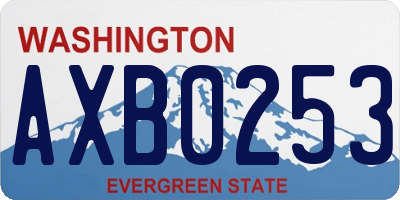 WA license plate AXB0253