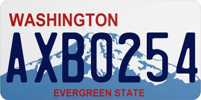 WA license plate AXB0254
