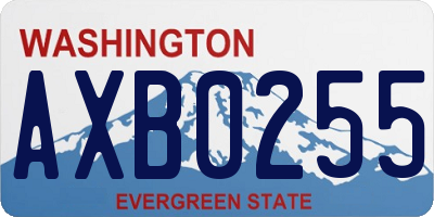 WA license plate AXB0255