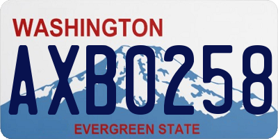 WA license plate AXB0258