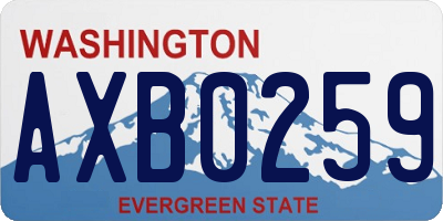 WA license plate AXB0259