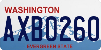 WA license plate AXB0260