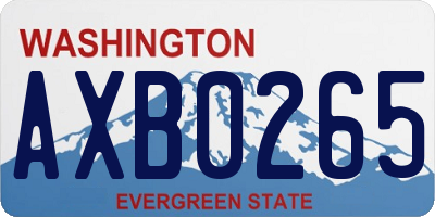 WA license plate AXB0265
