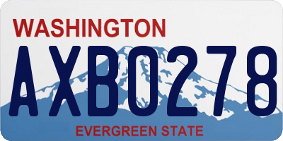 WA license plate AXB0278