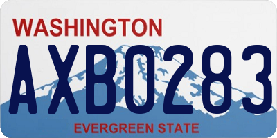 WA license plate AXB0283
