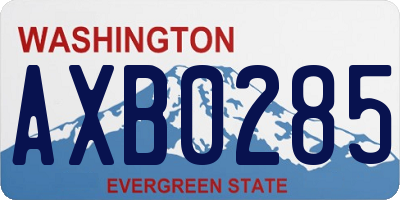 WA license plate AXB0285