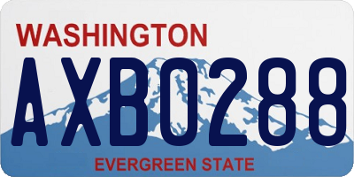 WA license plate AXB0288