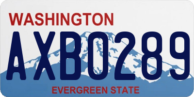WA license plate AXB0289