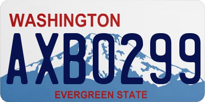 WA license plate AXB0299