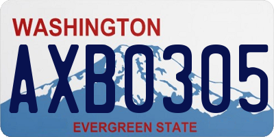 WA license plate AXB0305