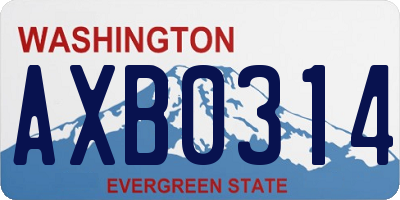 WA license plate AXB0314