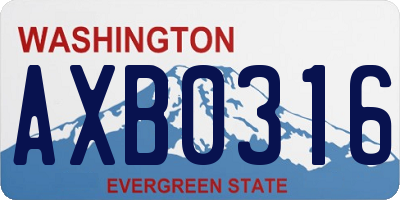 WA license plate AXB0316