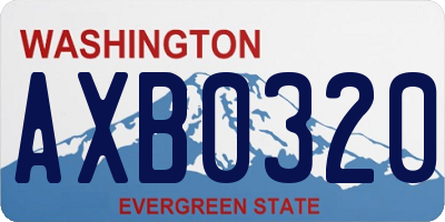 WA license plate AXB0320