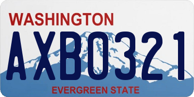 WA license plate AXB0321