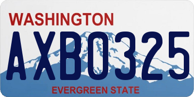 WA license plate AXB0325
