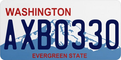 WA license plate AXB0330