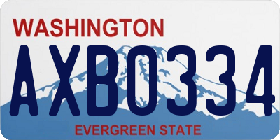 WA license plate AXB0334