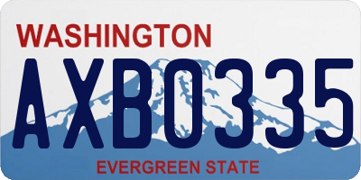 WA license plate AXB0335