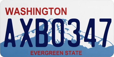 WA license plate AXB0347